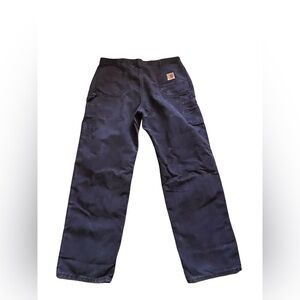Vtg Carhartt B11 Canvas Carpenter Pants Distressed Blue Union Made USA Sz 38X33